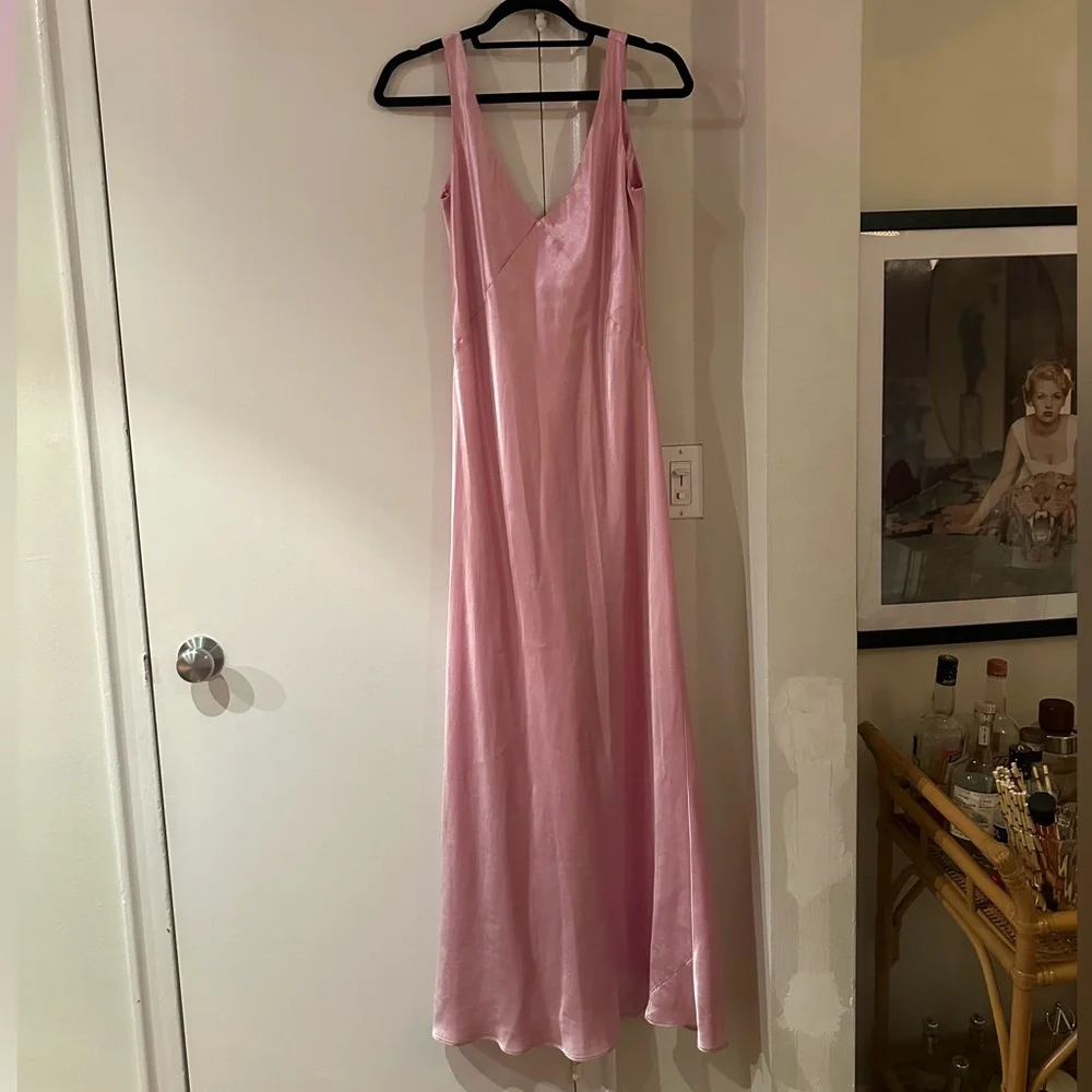 Vince V Neck Satin Slip Dress - Picture 4 of 7